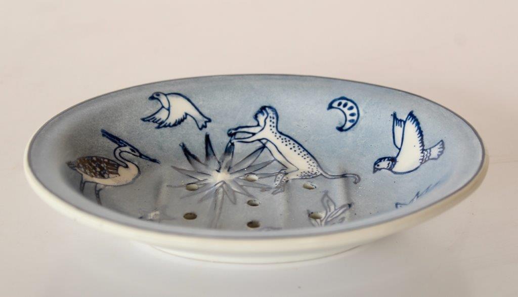 Blue & White Tiger Moon Soap Dish